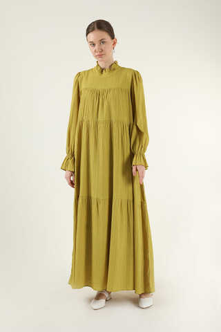 Pleated Dress Mustard - 3