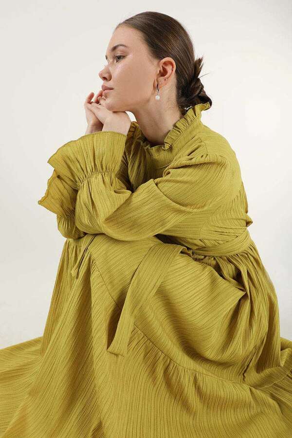 Pleated Dress Mustard - 4
