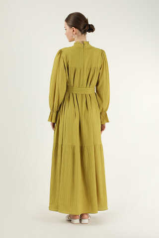 Pleated Dress Mustard - 5