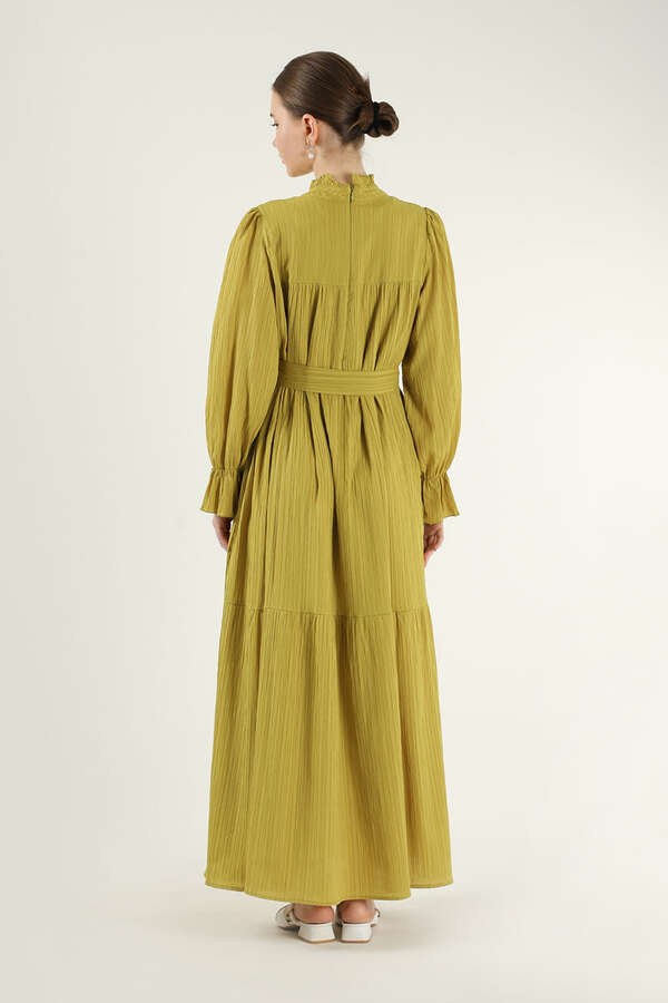 Pleated Dress Mustard - 5