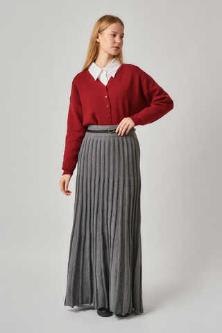 Pleated Knit Skirt Anthracite - 1