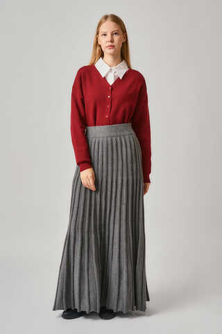 Pleated Knit Skirt Anthracite - 3