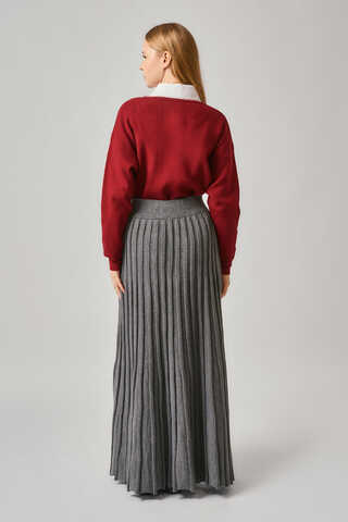 Pleated Knit Skirt Anthracite - 9