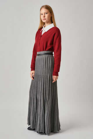 Pleated Knit Skirt Anthracite - 7