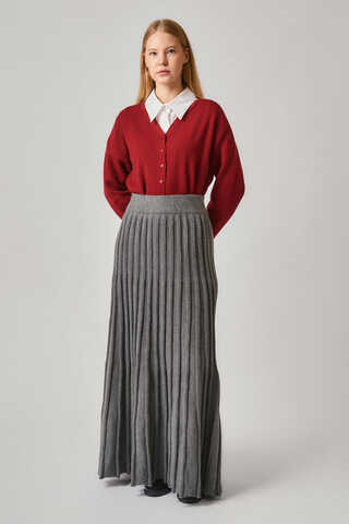 Pleated Knit Skirt Anthracite - 8