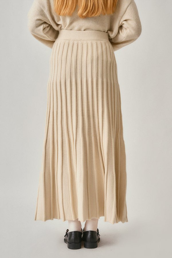 Pleated Knit Skirt Ecru - 10