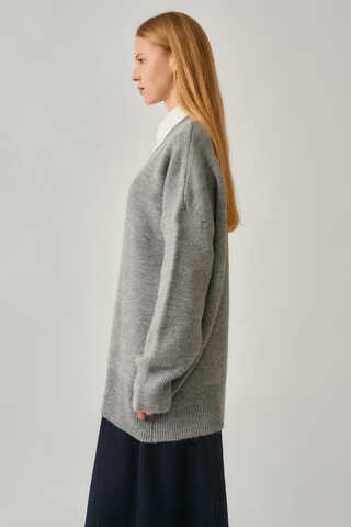 Pleated Knit Sweater Grey - 7