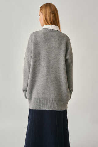 Pleated Knit Sweater Grey - 8