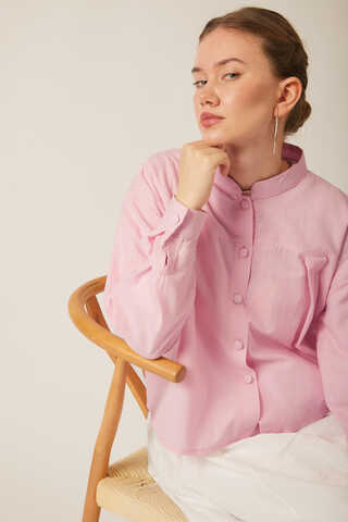 Pleated Linen Shirt Powder Pink - 4