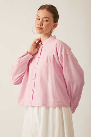 Pleated Linen Shirt Powder Pink - 10
