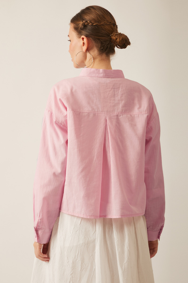 Pleated Linen Shirt Powder Pink - 13