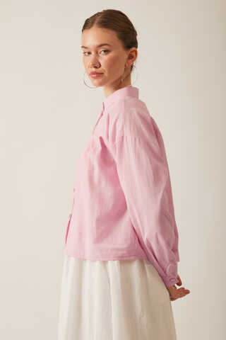 Pleated Linen Shirt Powder Pink - 9