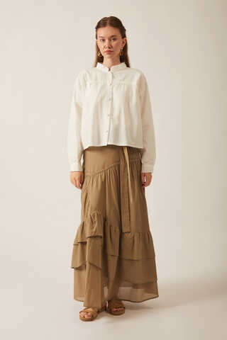 Pleated Linen Shirt White - 2