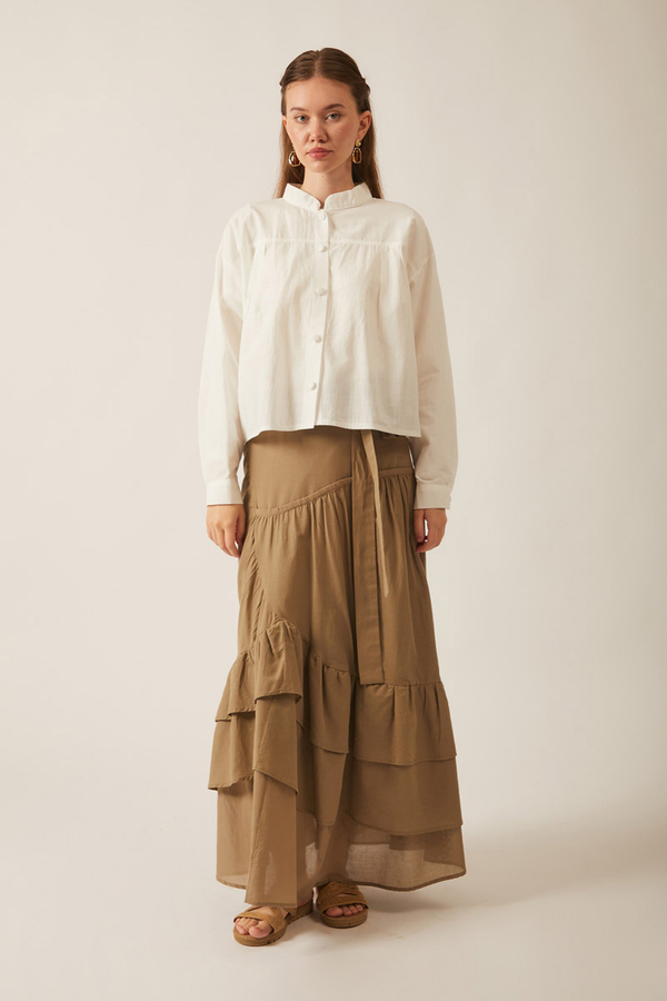 Pleated Linen Shirt White - 2