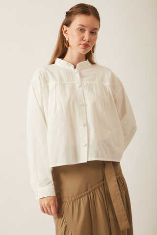 Pleated Linen Shirt White - 8