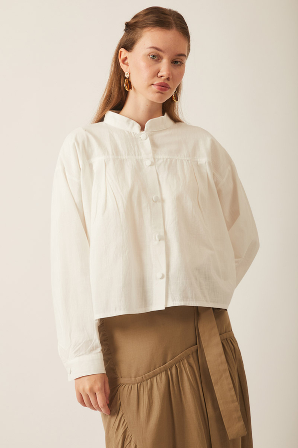 Pleated Linen Shirt White - 8