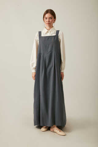 Pleated Modal Pinafore Anthracite - 1