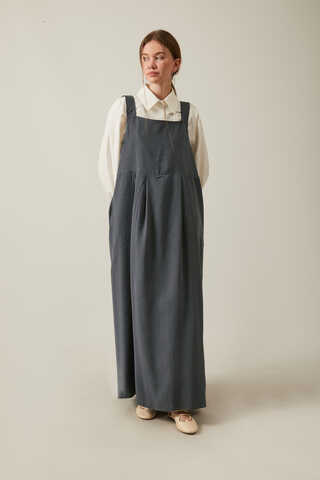 Pleated Modal Pinafore Anthracite - 7