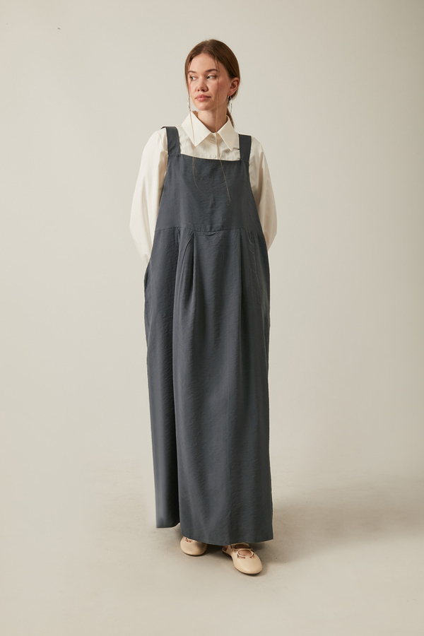 Pleated Modal Pinafore Anthracite - 7