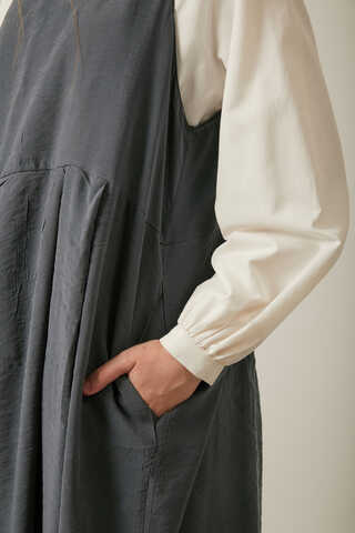 Pleated Modal Pinafore Anthracite - 8