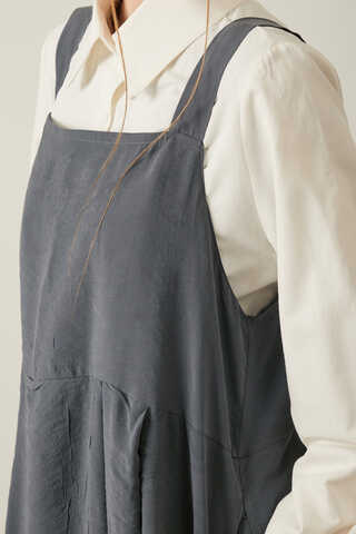Pleated Modal Pinafore Anthracite - 3