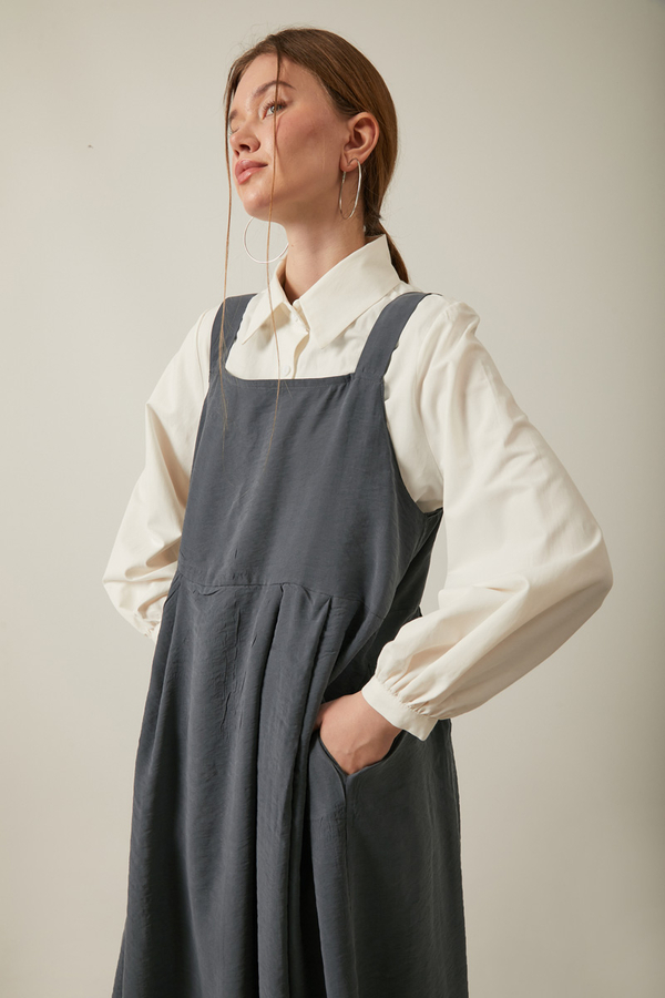 Pleated Modal Pinafore Anthracite - 13