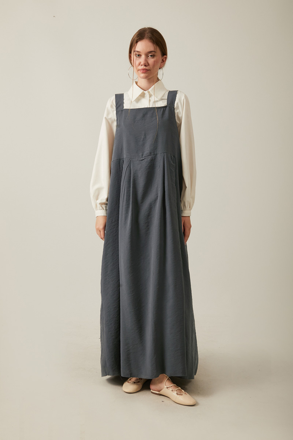 Pleated Modal Pinafore Anthracite - 6