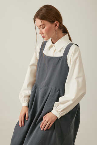 Pleated Modal Pinafore Anthracite - 14