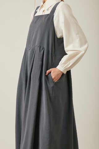Pleated Modal Pinafore Anthracite - 16