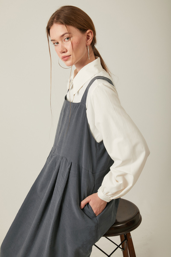 Pleated Modal Pinafore Anthracite - 17