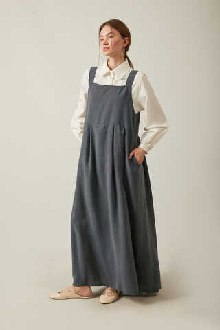 Pleated Modal Pinafore Anthracite - 18