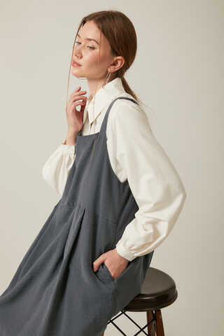 Pleated Modal Pinafore Anthracite - 2