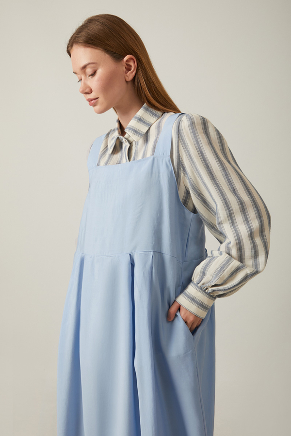 Pleated Modal Pinafore Baby Blue  - 10