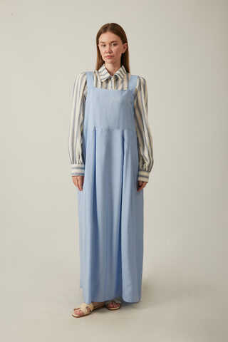 Pleated Modal Pinafore Baby Blue  - 2