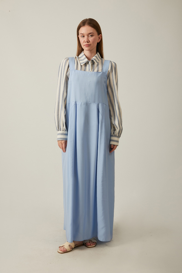 Pleated Modal Pinafore Baby Blue  - 2