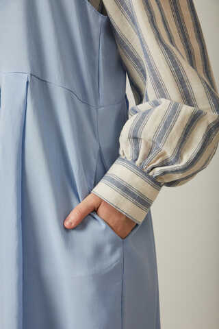 Pleated Modal Pinafore Baby Blue  - 3