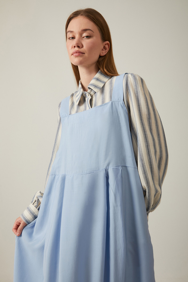 Pleated Modal Pinafore Baby Blue  - 8