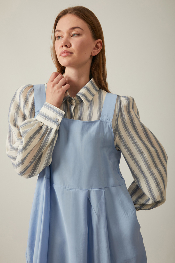 Pleated Modal Pinafore Baby Blue  - 4