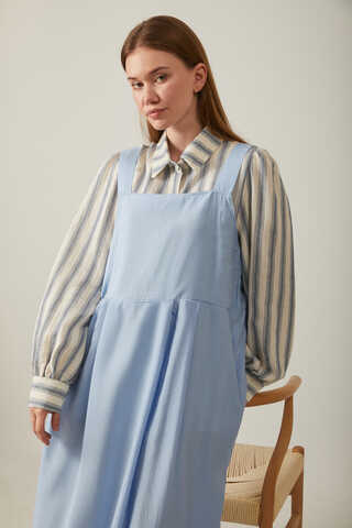 Pleated Modal Pinafore Baby Blue  - 1