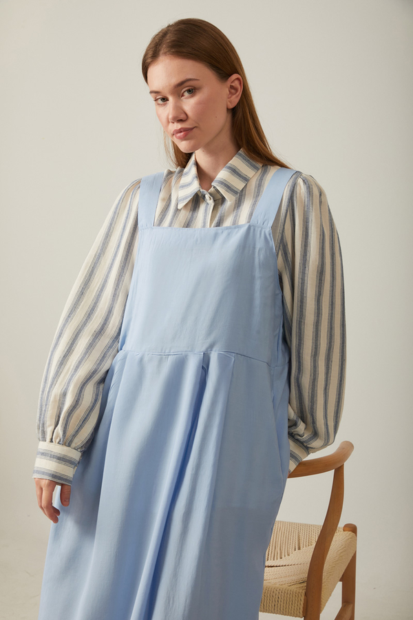Pleated Modal Pinafore Baby Blue