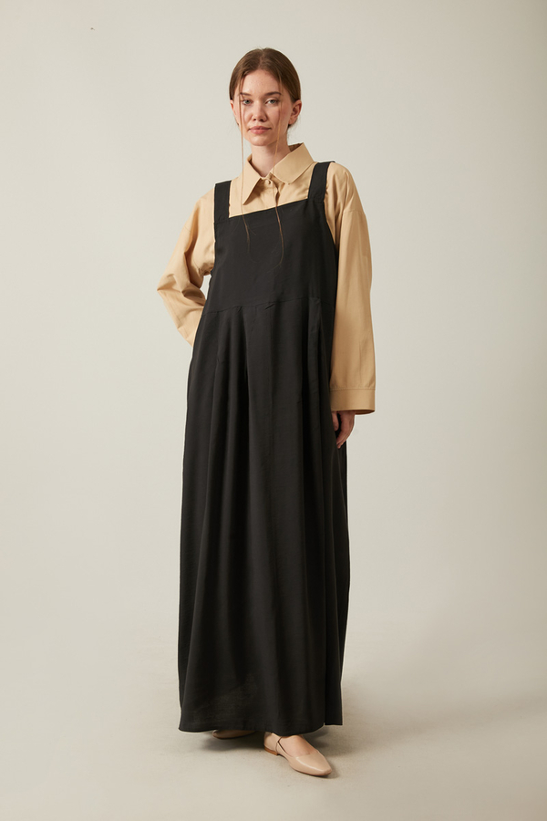 Pleated Modal Pinafore Black - 7