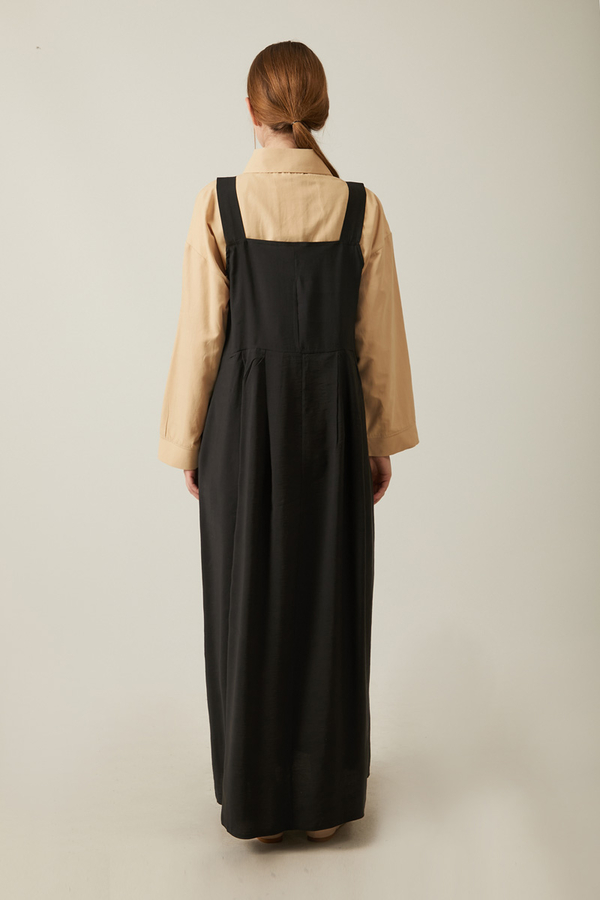 Pleated Modal Pinafore Black - 12