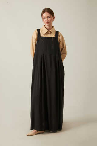 Pleated Modal Pinafore Black - 1