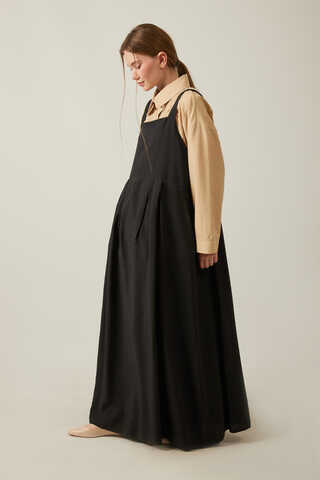 Pleated Modal Pinafore Black - 4