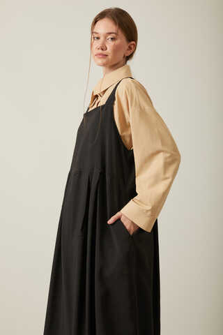 Pleated Modal Pinafore Black - 2