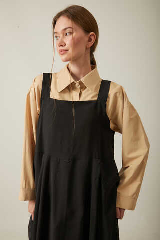 Pleated Modal Pinafore Black - 5