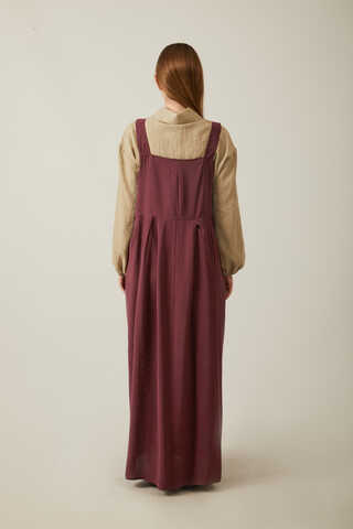 Pleated Modal Pinafore Burgundy - 8