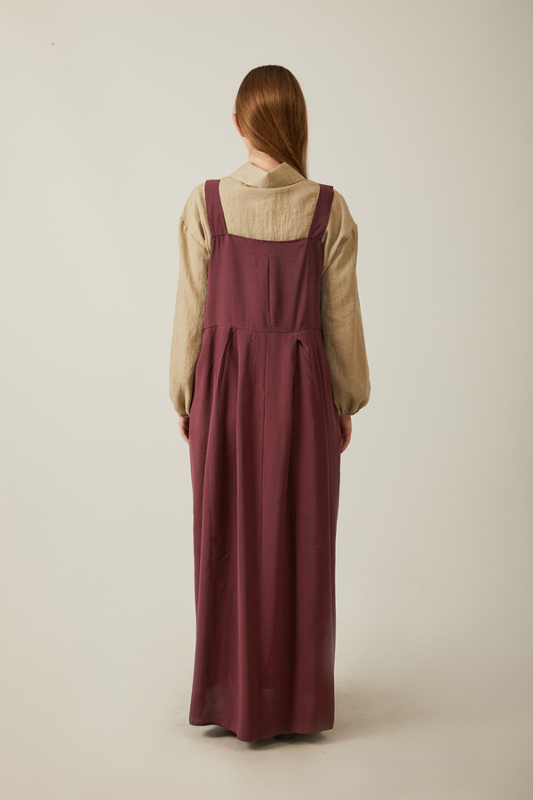 Pleated Modal Pinafore Burgundy - 8