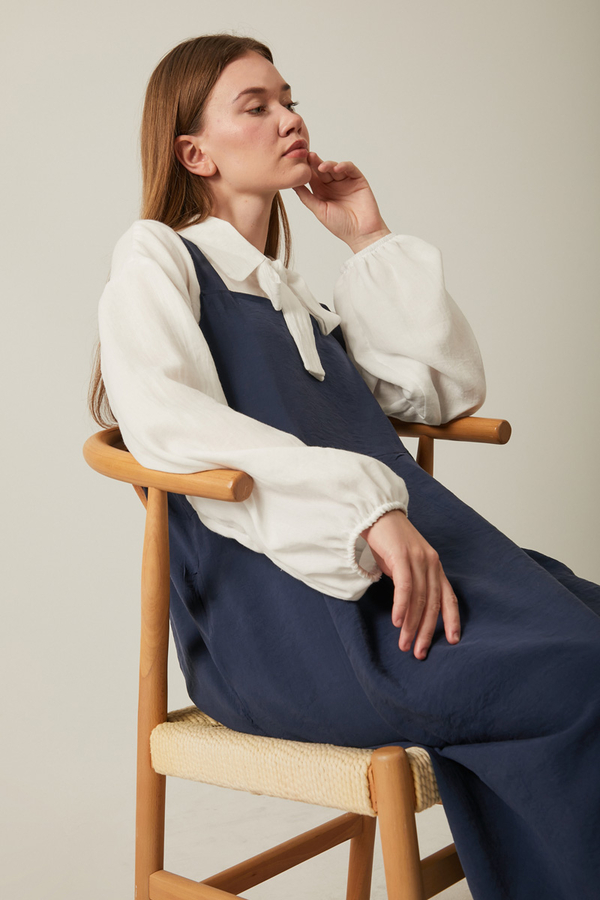 Pleated Modal Pinafore Navy Blue - 13