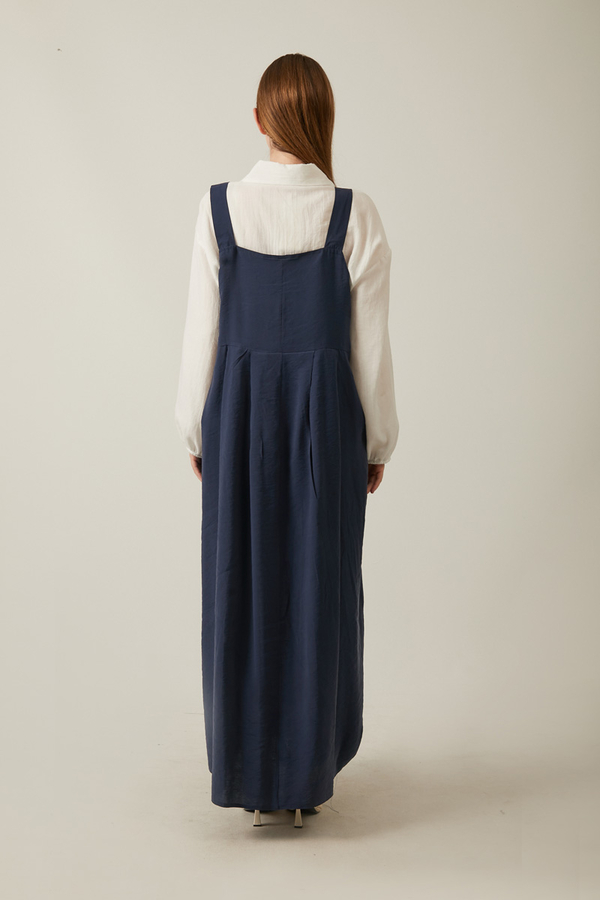Pleated Modal Pinafore Navy Blue - 16